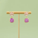 Flower Shape Earrings, 18k Plated, Nickel Free, Copper Metal