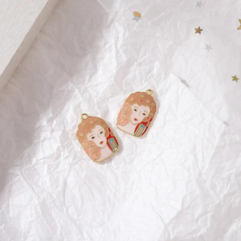 10pcs Girl Pendant Alloy Charms for DIY Jewelry Making