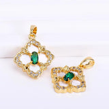 18K Plated Oval Shell Charms, Emerald Pendant, DIY Jewelry Making