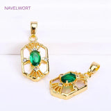 18K Plated Oval Shell Charms, Emerald Pendant, DIY Jewelry Making