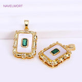 18K Plated Oval Shell Charms, Emerald Pendant, DIY Jewelry Making