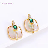18K Plated Oval Shell Charms, Emerald Pendant, DIY Jewelry Making