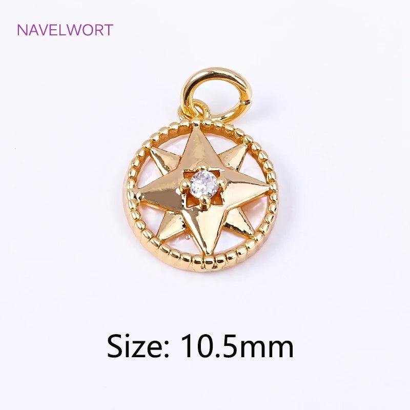 18K Plated North Star Shell Heart Pendants for Necklace Making