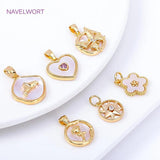 18K Plated North Star Shell Heart Pendants for Necklace Making