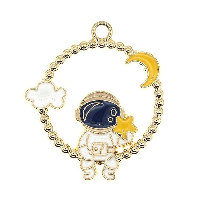 10pcs Alloy Astronaut Planet Enamel Charms DIY Jewelry Findings XL1449