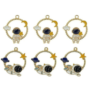10pcs Alloy Astronaut Planet Enamel Charms DIY Jewelry Findings XL1449