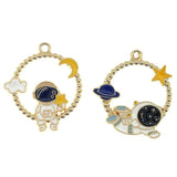 10pcs Alloy Astronaut Planet Enamel Charms DIY Jewelry Findings XL1449