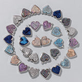 Heart Shape Druzy Agates Pendant Silver Stainless Steel Charms