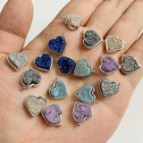 Heart Shape Druzy Agates Pendant Silver Stainless Steel Charms