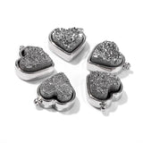 Heart Shape Druzy Agates Pendant Silver Stainless Steel Charms