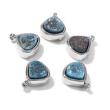 Heart Shape Druzy Agates Pendant Silver Stainless Steel Charms