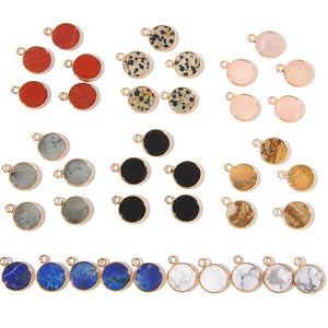 Round Agates Stones Charms Natural Crystal Pendants Necklace Charms