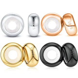 2pcs S925 Silver Spacer Beads Rubber Smooth Round Spacer Stopper Beads