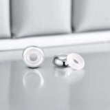 2pcs S925 Silver Spacer Beads Rubber Smooth Round Spacer Stopper Beads