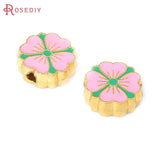 5PCS Matte Brass Flower Bracelet Spacer Beads Jewelry Making Supplies