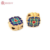 5PCS Matte Brass Flower Bracelet Spacer Beads Jewelry Making Supplies