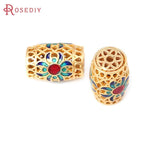 5PCS Matte Brass Flower Bracelet Spacer Beads Jewelry Making Supplies