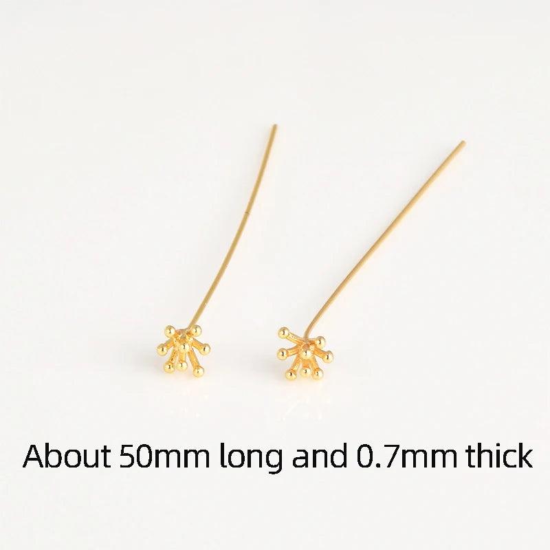 4pcs 18K Copper Plated Flower Stamen Ball Needle DIY Jewelry Hair Decoration