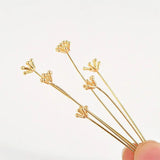 4pcs 18K Copper Plated Flower Stamen Ball Needle DIY Jewelry Hair Decoration