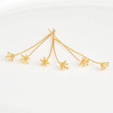 4pcs 18K Copper Plated Flower Stamen Ball Needle DIY Jewelry Hair Decoration