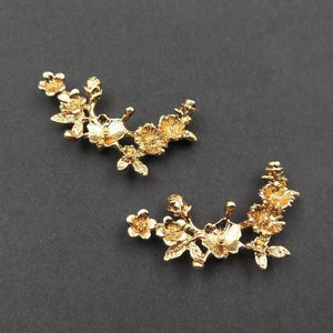 10 PCS 38mm KC Plated Branch Flowers Metal Alloy Accessories for DIY Jewelry