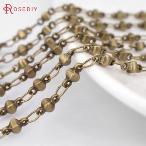 1M 2-2.5MM 3.5MM Antique Bronze Brass Square Ball Link Chain Necklace Chains