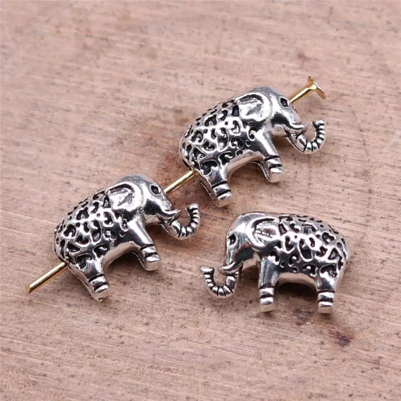 20pcs Elephant Beads For Jewelry Making DIY Bracelet Antique Silver