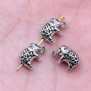 20pcs Elephant Beads For Jewelry Making DIY Bracelet Antique Silver