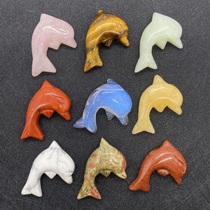 Natural Stone Dolphin Shaped Single Hole Loose Bead Agate Pendant 25-35mm