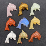 Natural Stone Dolphin Shaped Single Hole Loose Bead Agate Pendant 25-35mm