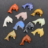 Natural Stone Dolphin Shaped Single Hole Loose Bead Agate Pendant 25-35mm