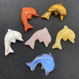 Natural Stone Dolphin Shaped Single Hole Loose Bead Agate Pendant 25-35mm