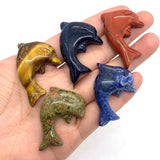 Natural Stone Dolphin Shaped Single Hole Loose Bead Agate Pendant 25-35mm