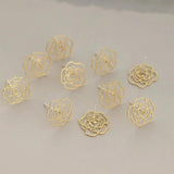 10 PCS 13mm Metal Copper Rose Flowers Stud Earrings DIY Accessories