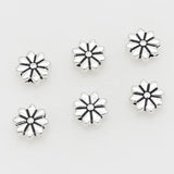 50pcs Flat Flower Loose Beads 9mm Antique Silver Floral Spacers for DIY Jewelry