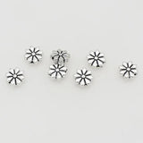50pcs Flat Flower Loose Beads 9mm Antique Silver Floral Spacers for DIY Jewelry