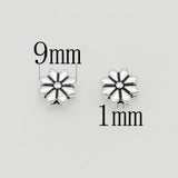 50pcs Flat Flower Loose Beads 9mm Antique Silver Floral Spacers for DIY Jewelry