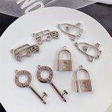 10pcs Silver Key Car Pendants for Jewelry Making Findings Diy