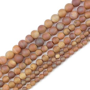 Cracking Champagne Electroplate Carnelian Beads 6/8/10MM Round Stone