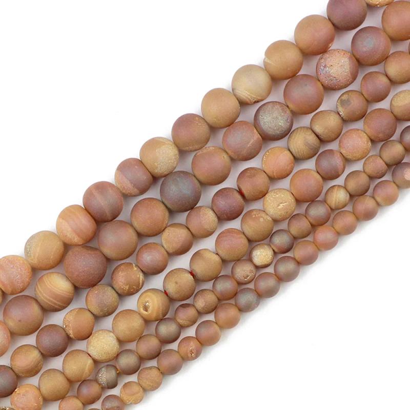 Cracking Champagne Electroplate Carnelian Beads 6/8/10MM Round Stone