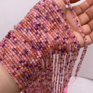 Round Pink Ametrine Faceted Loose Beads for Jewelry Making DIY