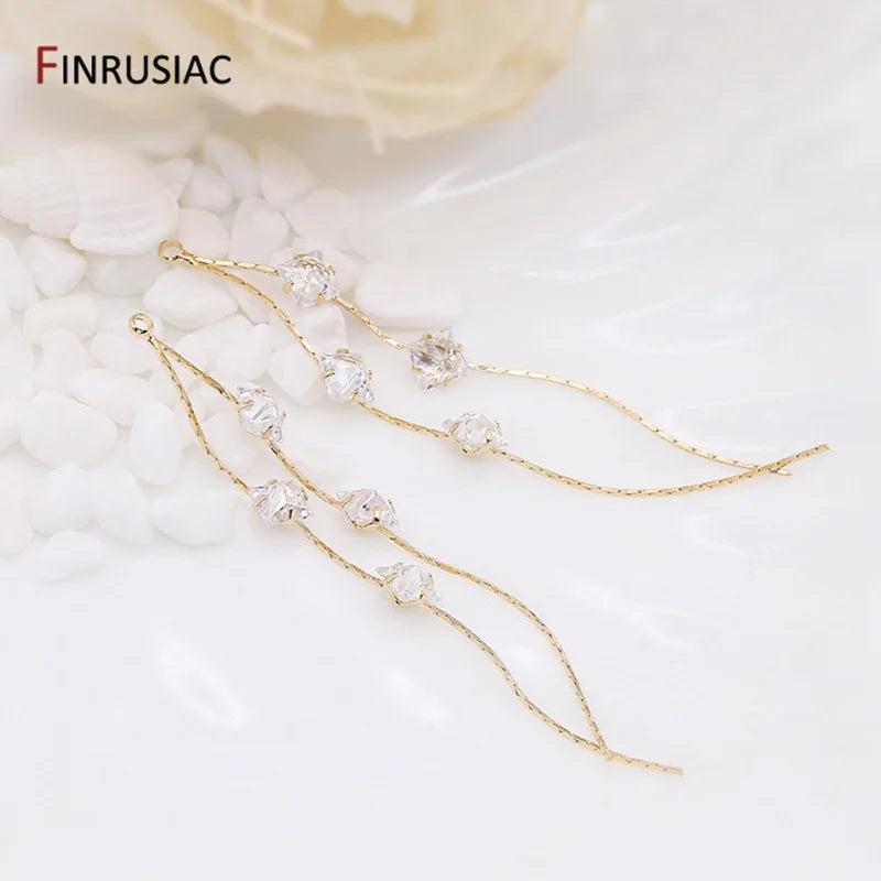 14K Plated Zircon Tassel Pendants for Earrings
