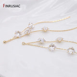 14K Plated Zircon Tassel Pendants for Earrings