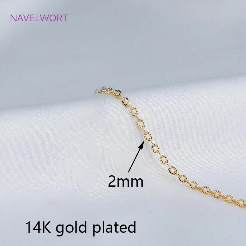 2 Sizes 14K Plated Texture Chains for DIY Necklace Bracelet Making