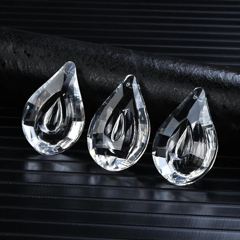 2Pcs 50mm Glass Bead Charms Teardrop Pendants Sun Catcher Prism Chandelier