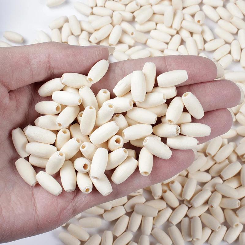 50-300Pcs 15*7mm Pine Wood Beads for Jewelry Making
