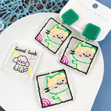 10pcs Square Cat Arylic Pendant Charms for Jewelry Making DIY