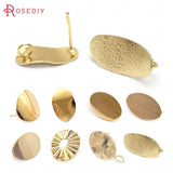 24K Brass Wave & Oval Stud Earrings Pin DIY Jewelry Findings