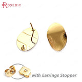 24K Brass Wave & Oval Stud Earrings Pin DIY Jewelry Findings