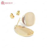 24K Brass Wave & Oval Stud Earrings Pin DIY Jewelry Findings
